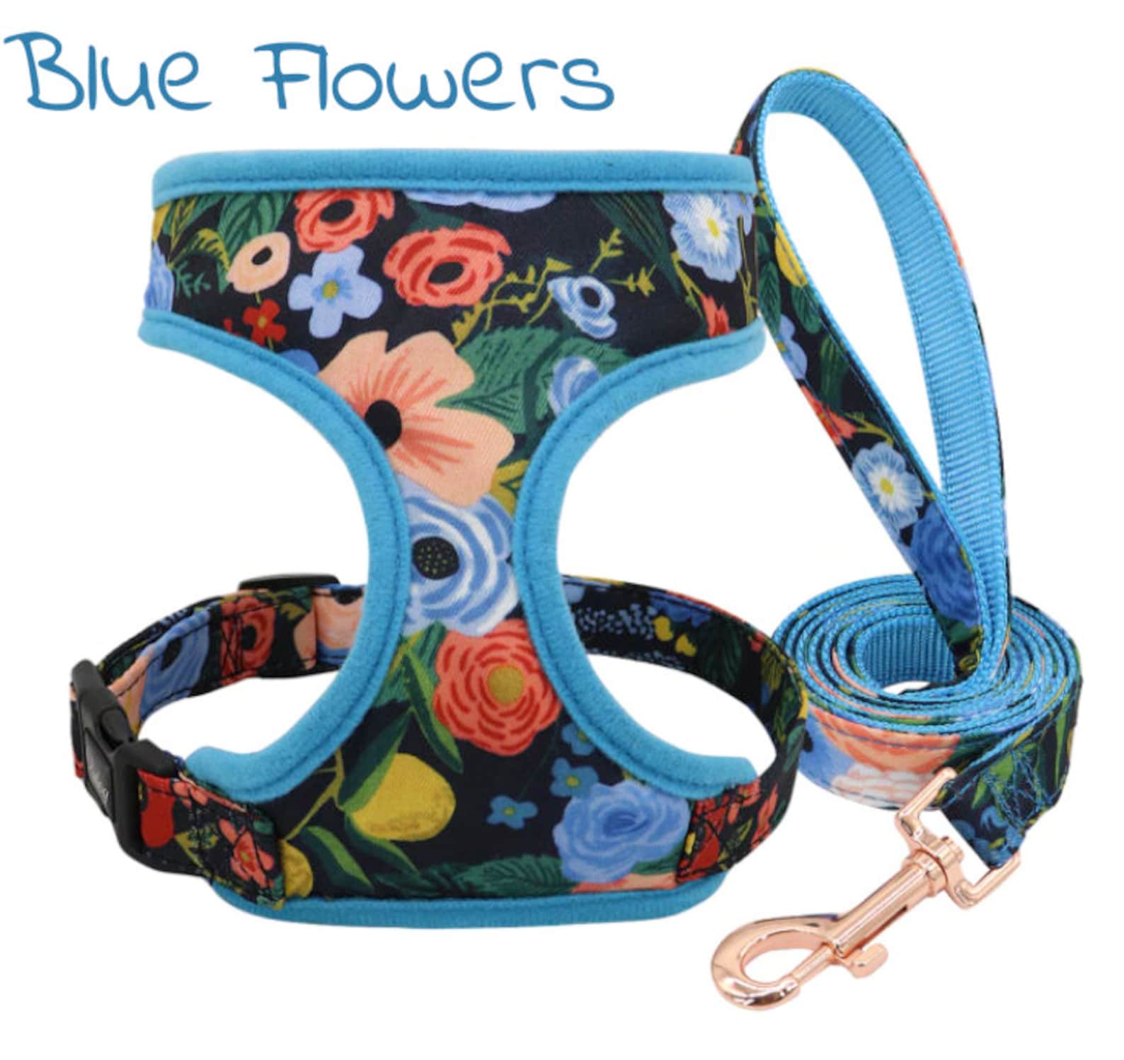 Floral Dog Harness Floral Dog Leash No Pull Harness Floral Etsy