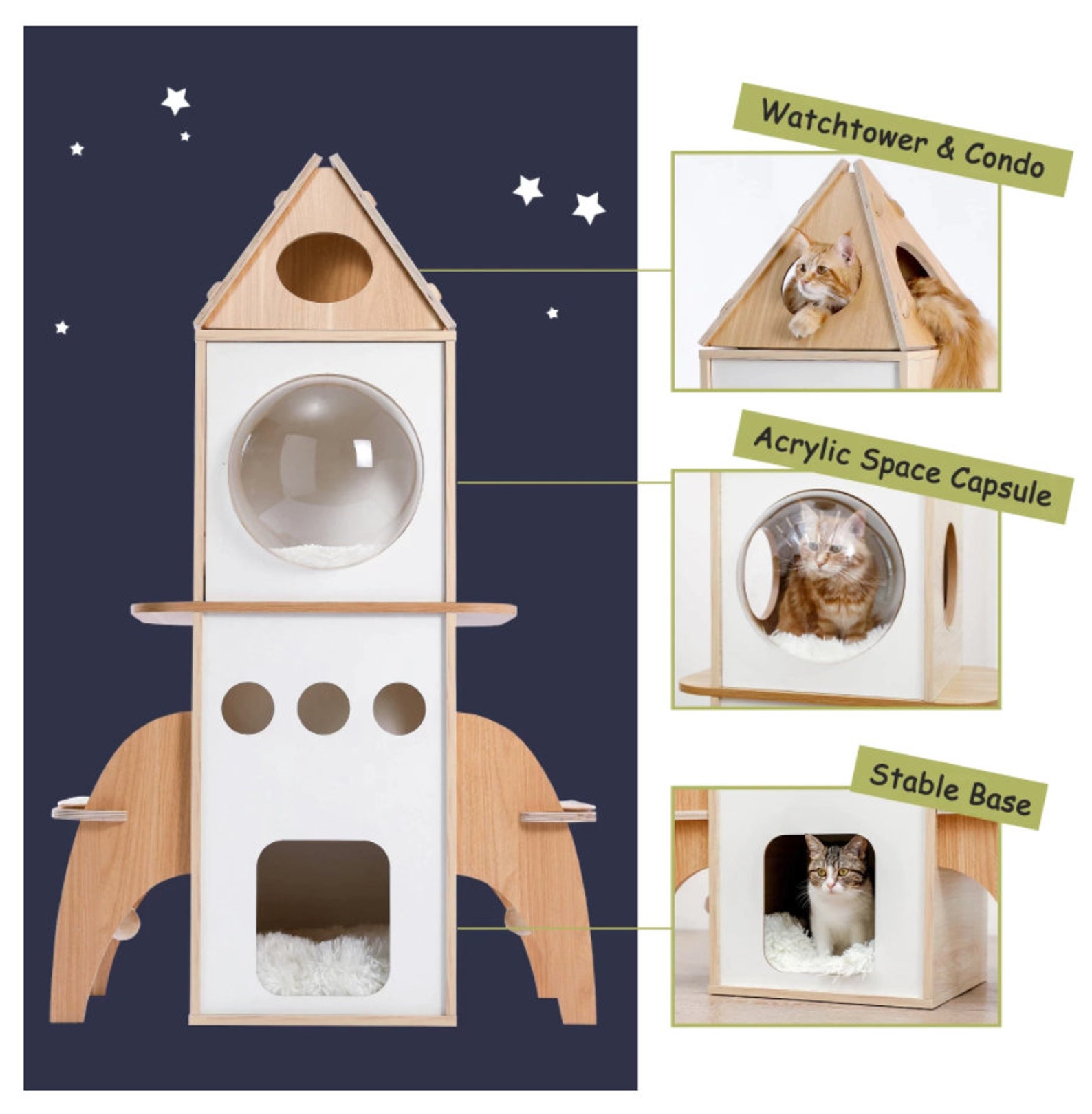 Cat Rocket Cat tower Cat Scratcher Modern Cat Furniture Etsy