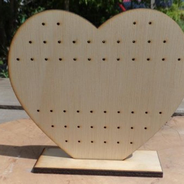 Laser Cut Earring Stand Heart 13x14cm- Wood Cut Earring Stand Display