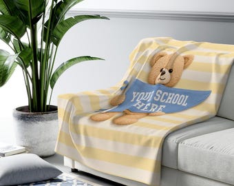Custom College Teddy Bear Blanket | College Blanket | Custom Blanket | Dorm Blanket | Bed Party Blanket | Teddy Bear Blanket | Graduation