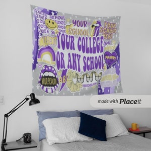 Custom College Tapestry Option 3 | Custom Tapestry | Custom Wall Decor | College Tapestry | College Wall Decor | School Tapestry |