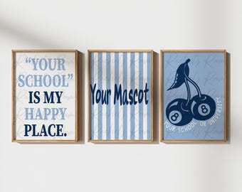 College Pack of 3 Digital Prints | Custom College Digital Print | College Poster | School Digital Print | Custom School Poster | Dorm Poster