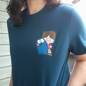 Camiseta inspirada en "Mac & Bloo" pintada a mano