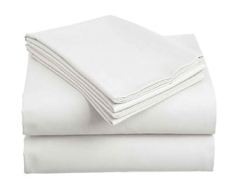 White Flat Sheet 2 Pieces Premium Hotel Quality 100% Cotton Bedding Flat Sheet - La mejor opción para cualquier uso de la habitación - Suave, lujo, respetuoso con la piel