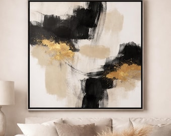 Marco flotante negro con borde plateado para lienzo de 3,8 cm / Marco de arte moderno estilo galería