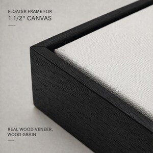 Black Floater Frame for 1 1/2" Canvas – Real Wood Veneer, Slim Modern Gallery Style