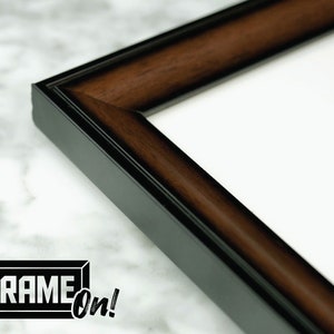 Walnut & Black Slope With Ridge Wood Picture Frame | For Paper Artwork or Canvas Board | Built by Hand To-Order | Custom Sizes Available