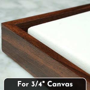 Brown Walnut Wood Floater Frames for Canvas or Mixed Media Artworks | For up to 3/4&quot; depth | Built by Hand To-Order | Custom Sizes Available