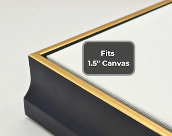 Marco flotante con borde dorado negro para lienzo de 3,8 cm / Marco de arte moderno estilo galería