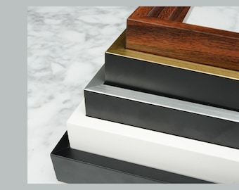 Marco flotante de madera para lienzo: negro, blanco, dorado, plateado y nogal.