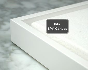 Marco flotante blanco mate para lienzo / Marco flotante de galería moderno (1,9 cm de profundidad)