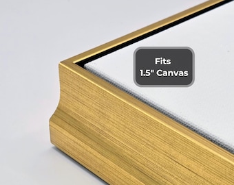 Marco flotante dorado para lienzo estirado de 1,5" / Presentación moderna estilo galería