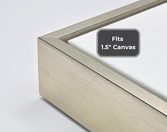 Marco flotante plateado metalizado: exhibición de arte moderno en lienzo (apto para lienzos de 3,8 cm)