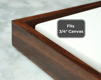 Marco flotante color nogal para lienzo: hecho a mano por encargo