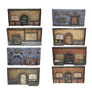 Painted Facades: Village Store / Blacksmith / Weaponsmith / House, D&D Hand-painted Scatter Terrain