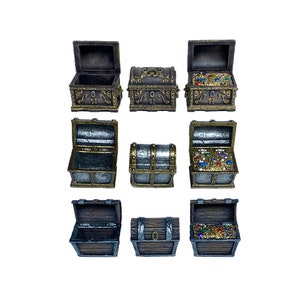 Cofres del tesoro grandes pintados / Miniaturas de D&D pintadas a mano