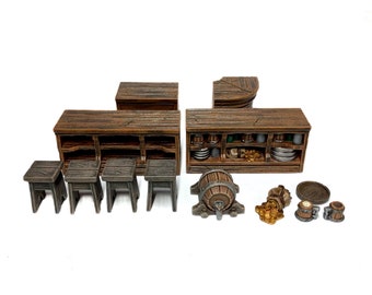 Tavern Bar Set 1 | Hand-Painted D&D Wargaming Miniatures