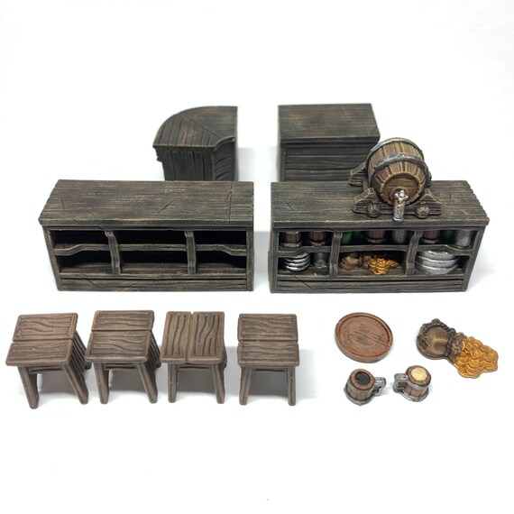 Tavern Bar Set 1 Hand-painted D&amp;D Wargaming Miniatures - Etsy