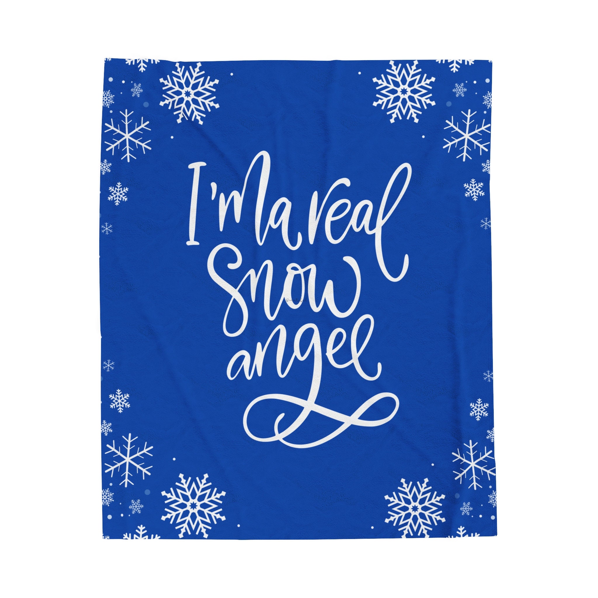 Real Snow Angel on Velveteen Blanket. Plush Throw Perfect to Cozy up With on Couch, Lounge Chair