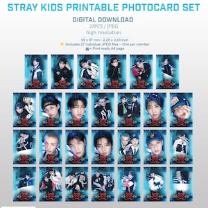 Conjunto de cartões fotográficos imprimíveis Stray Kids Domin Ate World Tour, DOWNLOAD DIGITAL, Presente Kpop, A4-JPEG, Imprimir e Recortar, Imprimir em casa, Presente para fãs de Kpop, SKZ, Stay