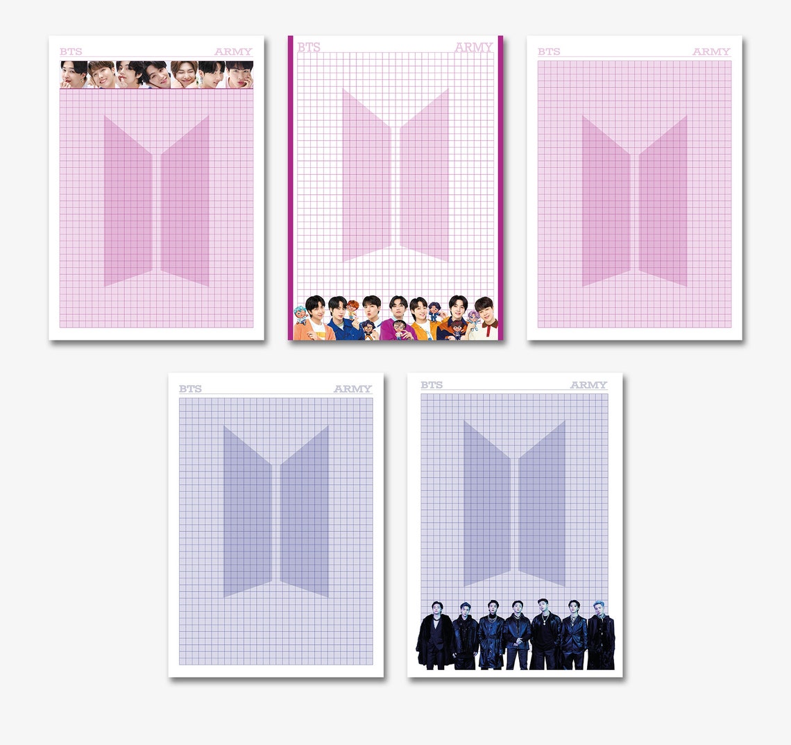 BTS Printable Note Paper Pack A4 Grid Paper Stationery Etsy