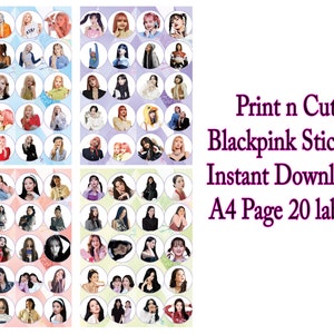 Blackpink Printable Sticker Instant Download Sticker, Party Zubehör, Scrapbooking - DIY Etiketten Kpop Party | Schwarzpink Party-Lieferung
