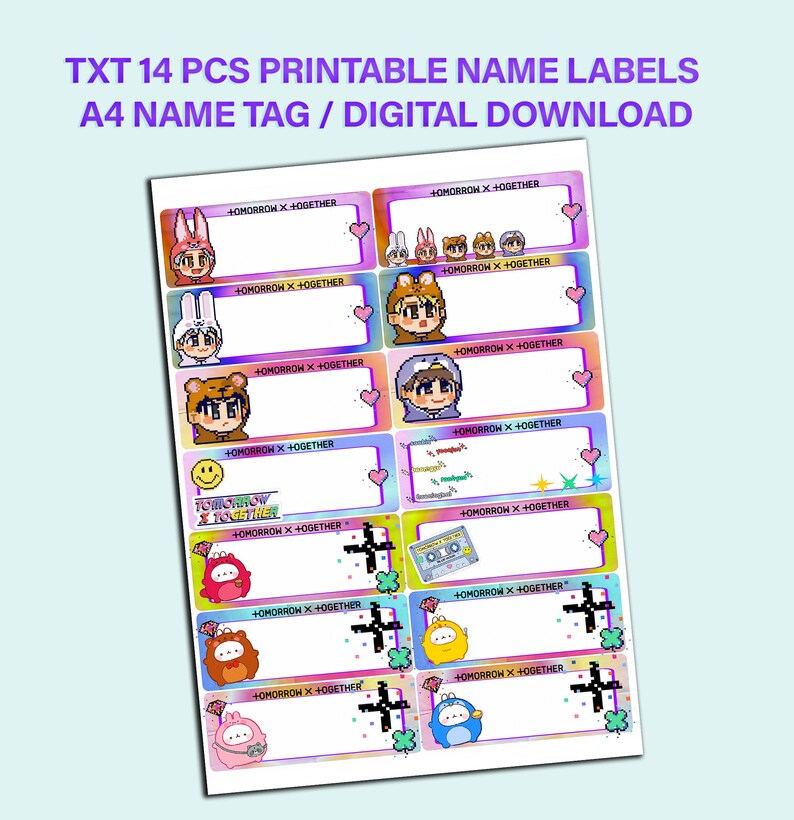 Txt Journal Sticker Tomorrow X Together / TXT PRINTABLE School Label, Print N Cut,sticker ...