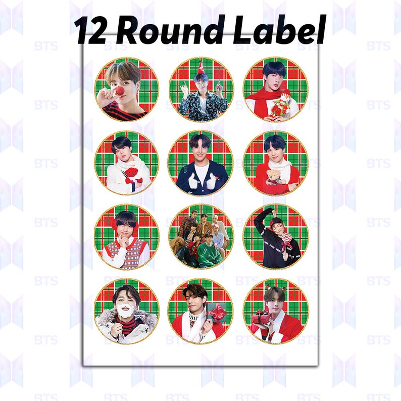 BTS Christmas Stickers Printable Kpop Labels Instant Etsy