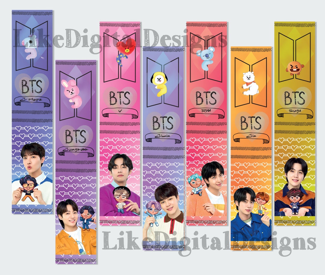 BTS Printable Bookmarks Prints DIGITAL DOWNLOAD Kpop Paper Stationery