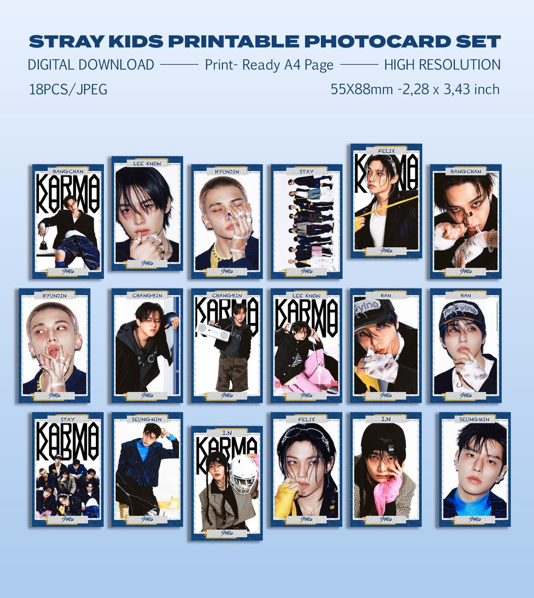 Stray Kids KARMA 印刷可能なフォトカードセット、デジタル