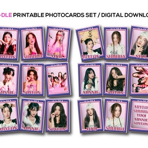 G-IDLE | Printable Photocards Set  | KPop Digital Download | I Feel -  Miyeon Shuhua Yuqi Soyeon Minnie -Print n Cut - A4 -JPEG