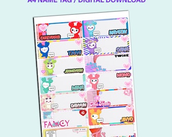 Twice Lovelys 14 Stück Etiketten / A4 / Name Tag / Digital Download / Schreibwaren / DRUCKBAR / Kpop Print / Kpop Aufkleber / Einmal Geschenk