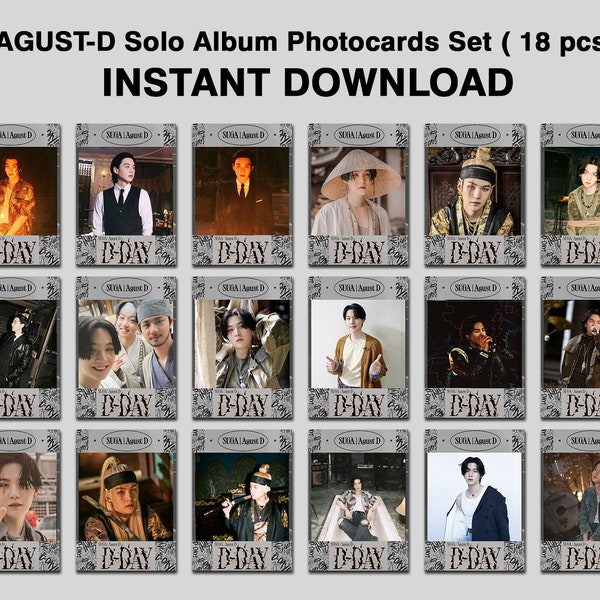 BTS SUGA / Agust D / Solo Album / D-Day / Photocards Set / Print n cut / Digital Download  /  Mİn Yoongi / Army / Kpop / Road To D Day /Gift