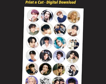 Naklejki Print n Cut K-Pop STRAY KIDS, do wydrukowania i natychmiastowego pobrania, artykuły imprezowe, scrapbooking - etykiety DIY - Jpeg, png