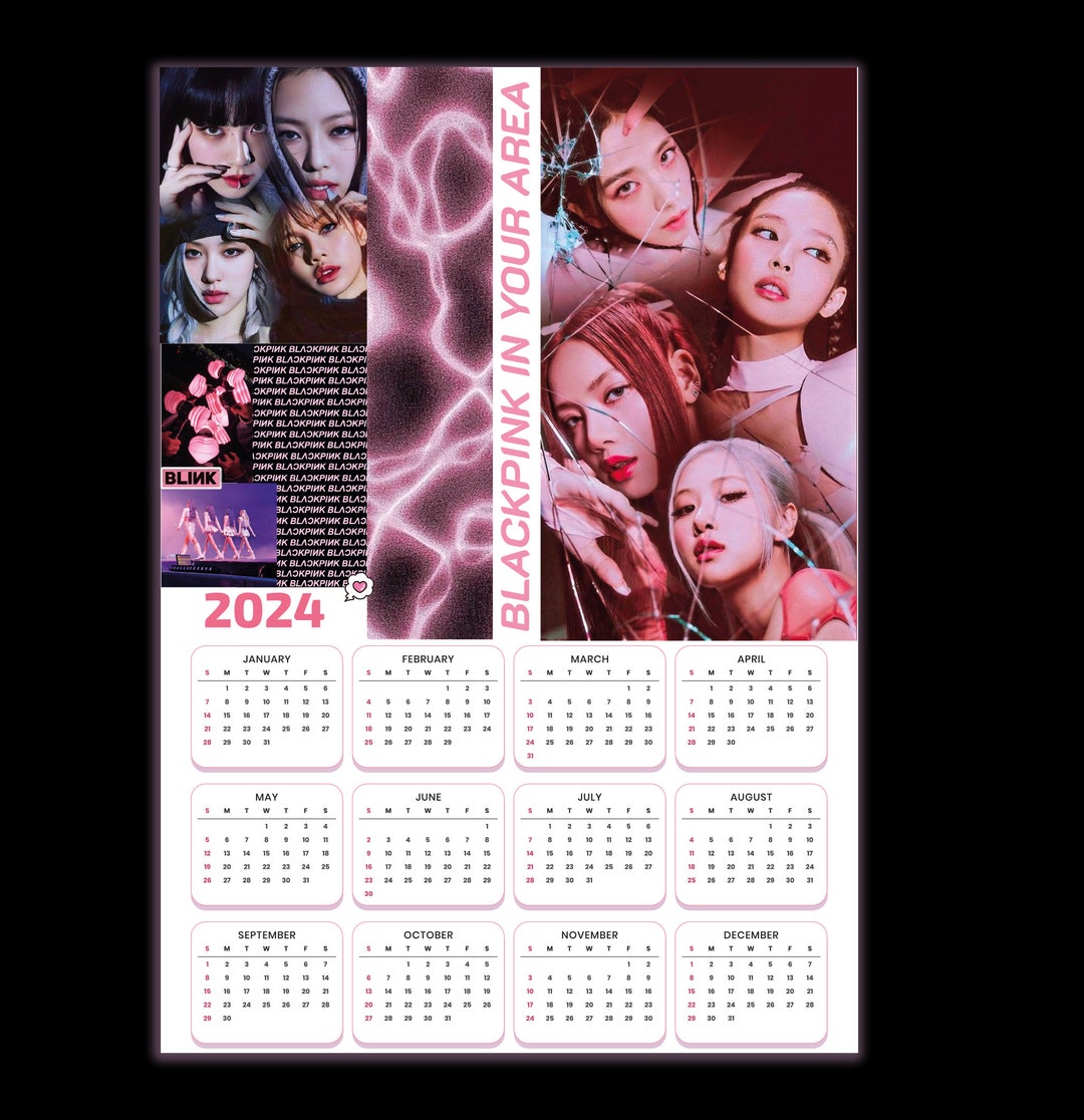 BLACKPINK Printable Calendar 2024 A4 Page Newyear Digital Download Etsy