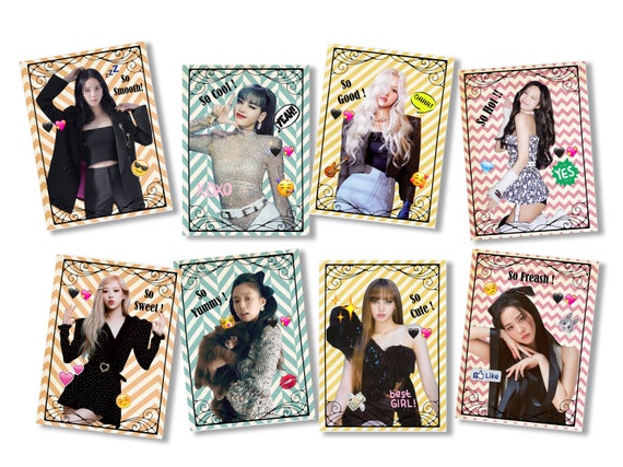 BLACKPINK Card Set,Emoji cute card | KPop Photocards | Print n cut || Jisoo  || Jennie|| Rosé || Lisa || Blink || Instant Download
