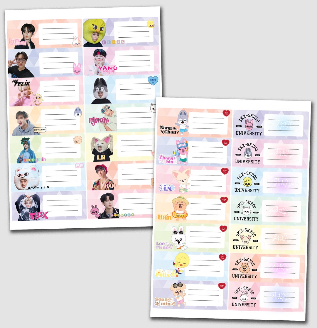Stray Kids SKZOO School Label, Print N Cut, Back to School Sticker