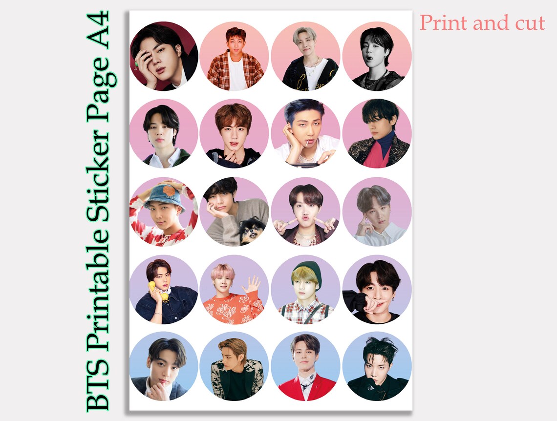 Print N Cut BTS Stickers Printable BTS Stickers instant Download Party