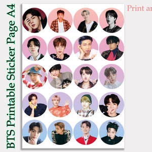 Print n Cut BTS Stickers, Printable BTS Stickers-Instant Download Party Supplies, Scrapbooking - DIY Labels Bagtan Kpop