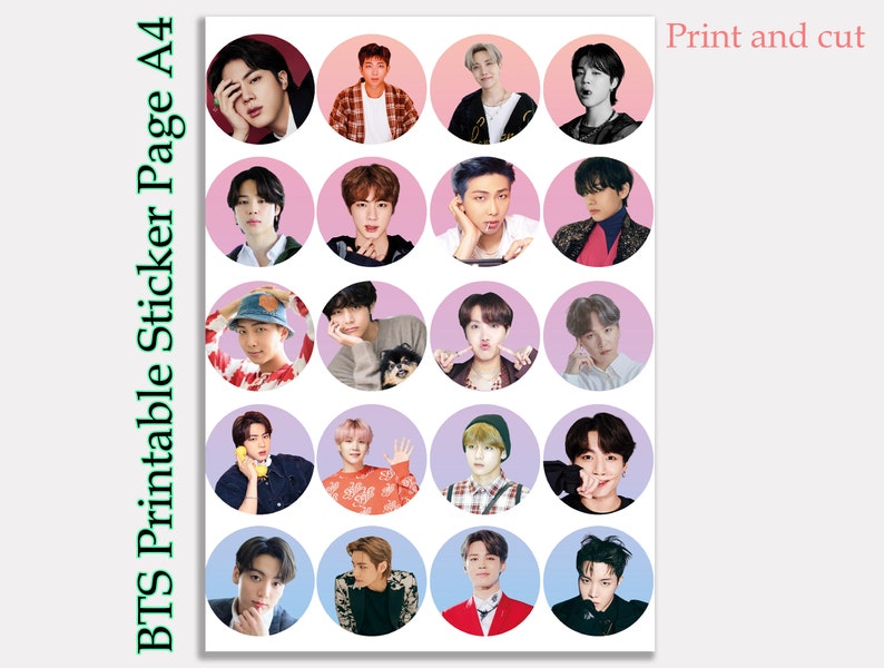 Print N Cut BTS Stickers, Printable BTS Stickers-instant Download Party Supplies, Scrapbooking ...