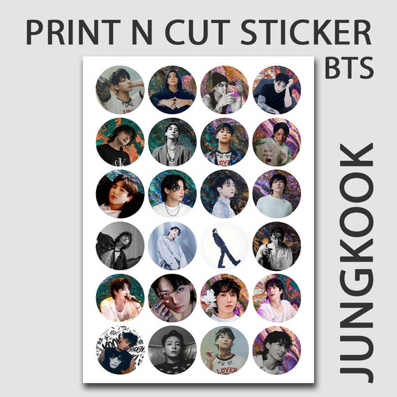 JUNGKOOK Print n Cut BTS Stickers,Instant Download,40mm Round Sticker  Label,BTS Pin, Army Gifts, BT21, Kpop,3D