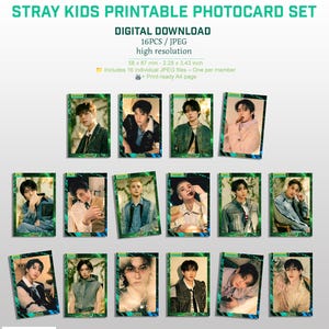 Conjunto de cartões fotográficos ocos para impressão Stray Kids, DOWNLOAD DIGITAL, Presente Kpop, A4-JPEG, Imprimir e Recortar, Imprimir em casa, Presente para fãs de Kpop, SKZ, Stay