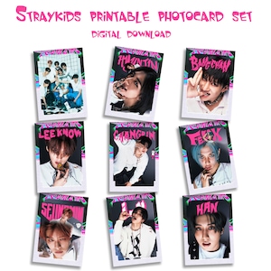 Tarjetas fotográficas SKZ de STRAY KIDS Descarga digital - Imprimir y cortar - Regalo de kpop - Imprimir y cortar - Archivos digitales - A4 Jpeg