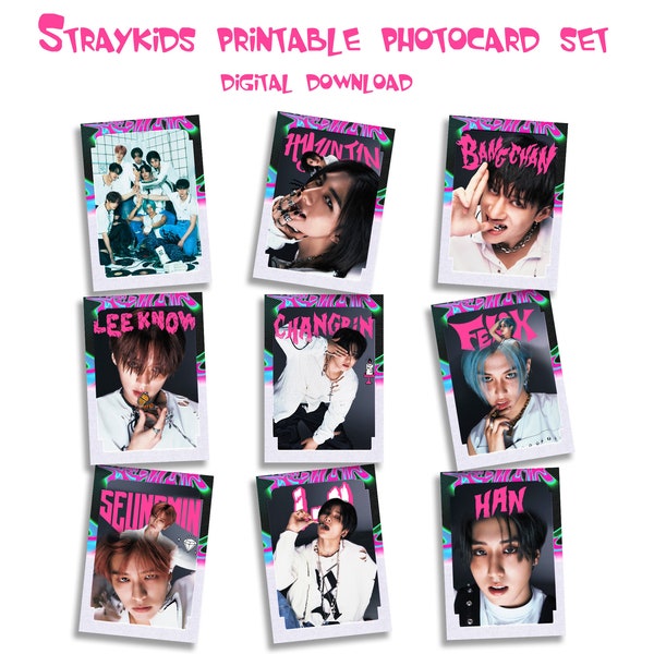 STRAY KIDS SKZ Photocards Digital Download - Print n Cut - kpop gift - Print n cut - Digital Files - A4 Jpeg