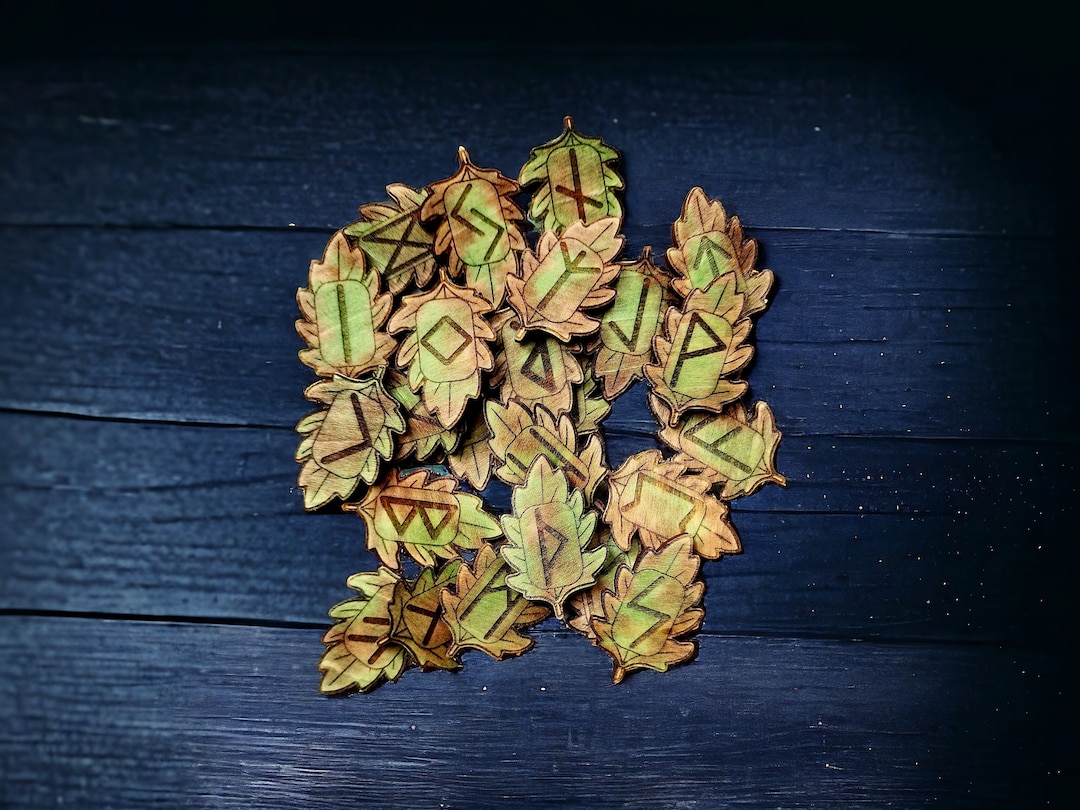 Oak Leaf Elder Futhark Rune Set, One of a Kind Runes Made With ...