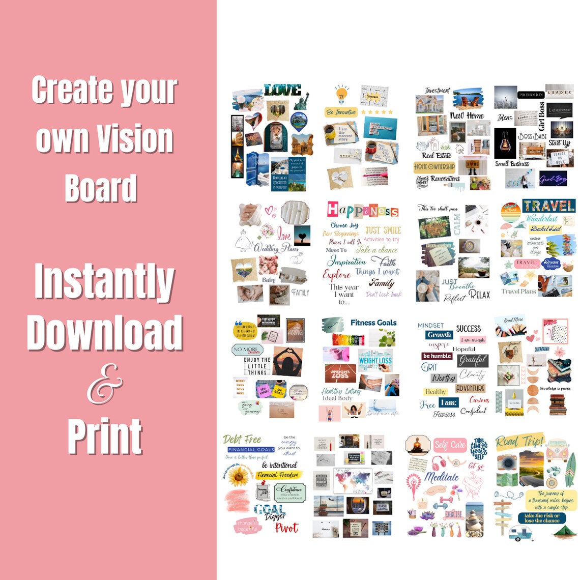 2023 Vision Board Kit Vision Board Printable Law of - Etsy