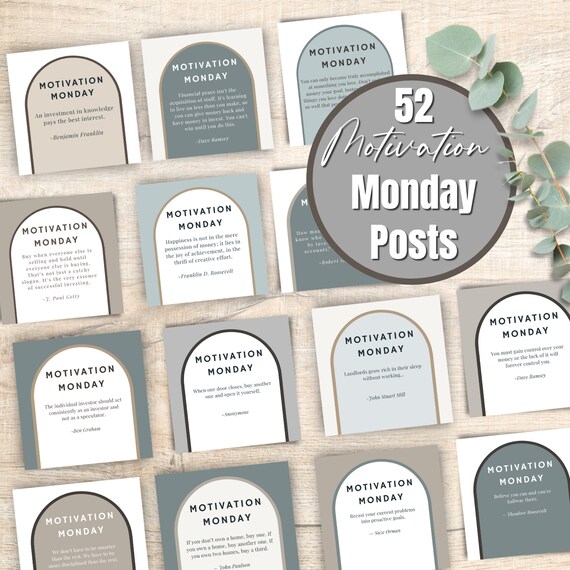 Real Estate Marketing 52 Real Estate Motivation Monday Posts Etsy