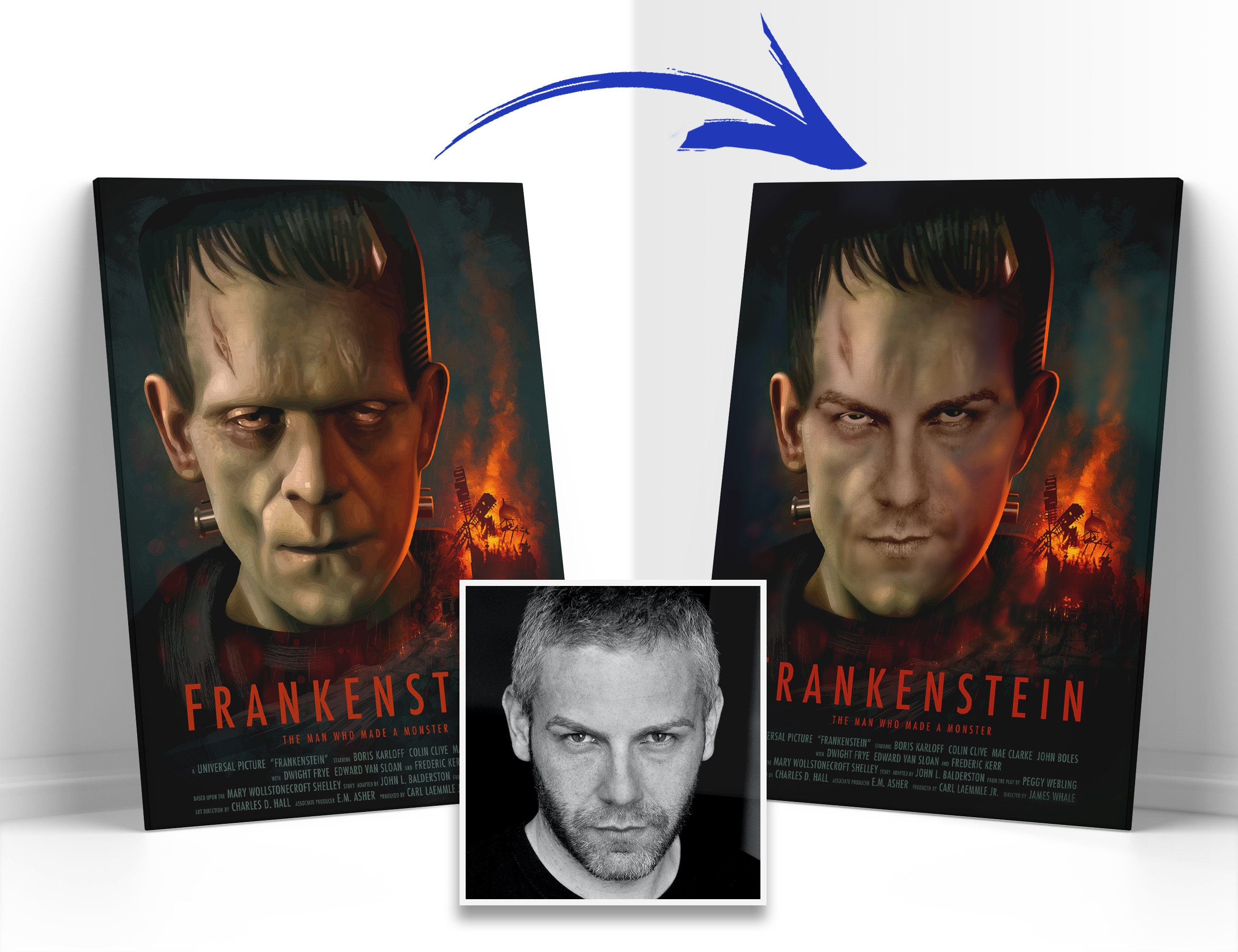 FRANKENSTEIN GIFT Framed Canvas Photo Print Turn photo into Etsy