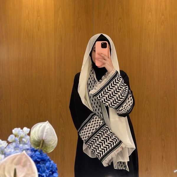 Nouveau stock 2024 Kuffieh keffieh Palestine abaya jibab avec hijab khimar caftan robe de prière du ramadan caftan de l'Aïd écharpe STOCK LIMITÉ