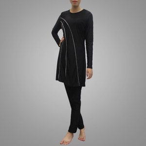 Islamic 3 piece burkini modest swimming costume swimwear full cover lightweight